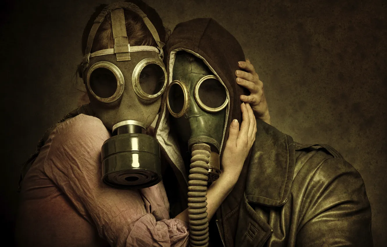 Photo wallpaper romance, pair, masks
