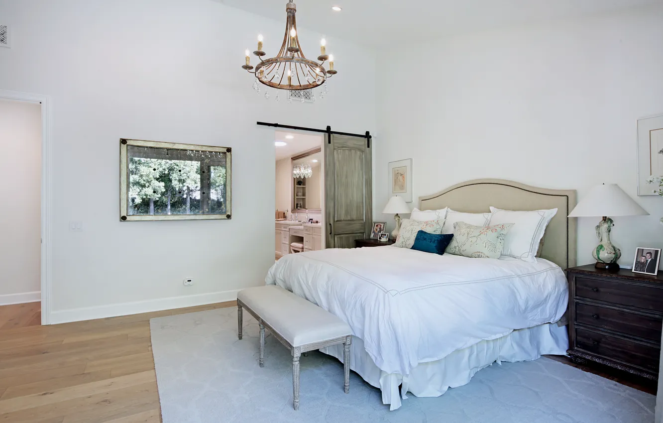 Photo wallpaper bed, pillow, mirror, mansion, design, bedroom, interior, bedroom