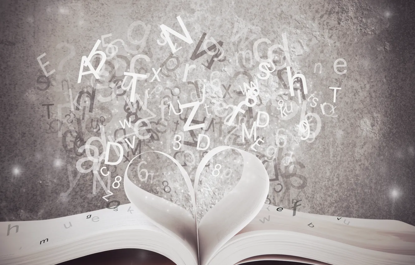 Photo wallpaper letters, table, book