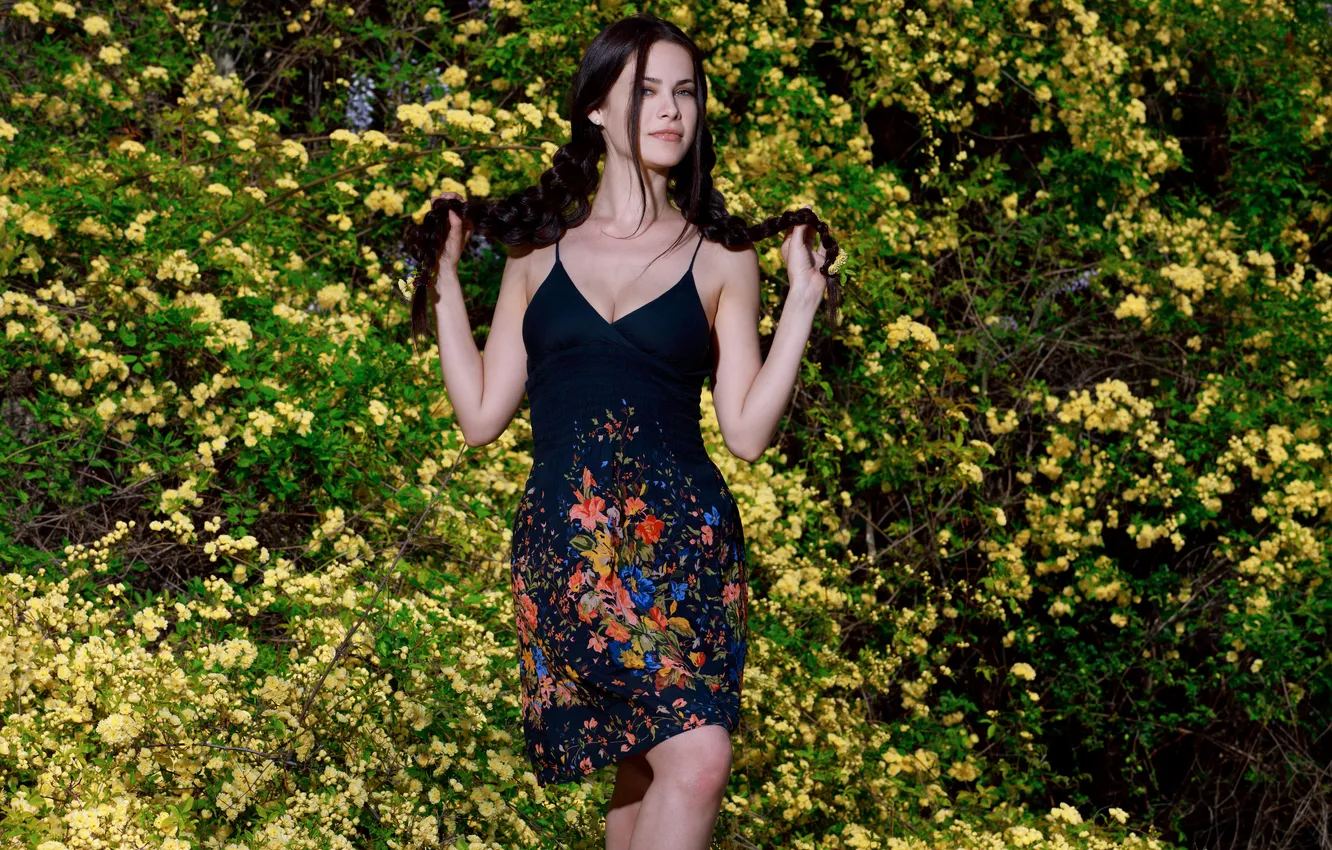 Photo wallpaper model, Martina Mink, Summer Dress, WOman Outside