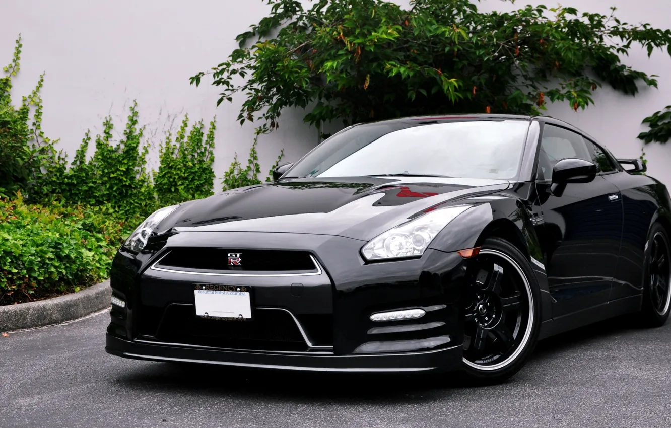 Photo wallpaper car, black, R35, Nissan GTR