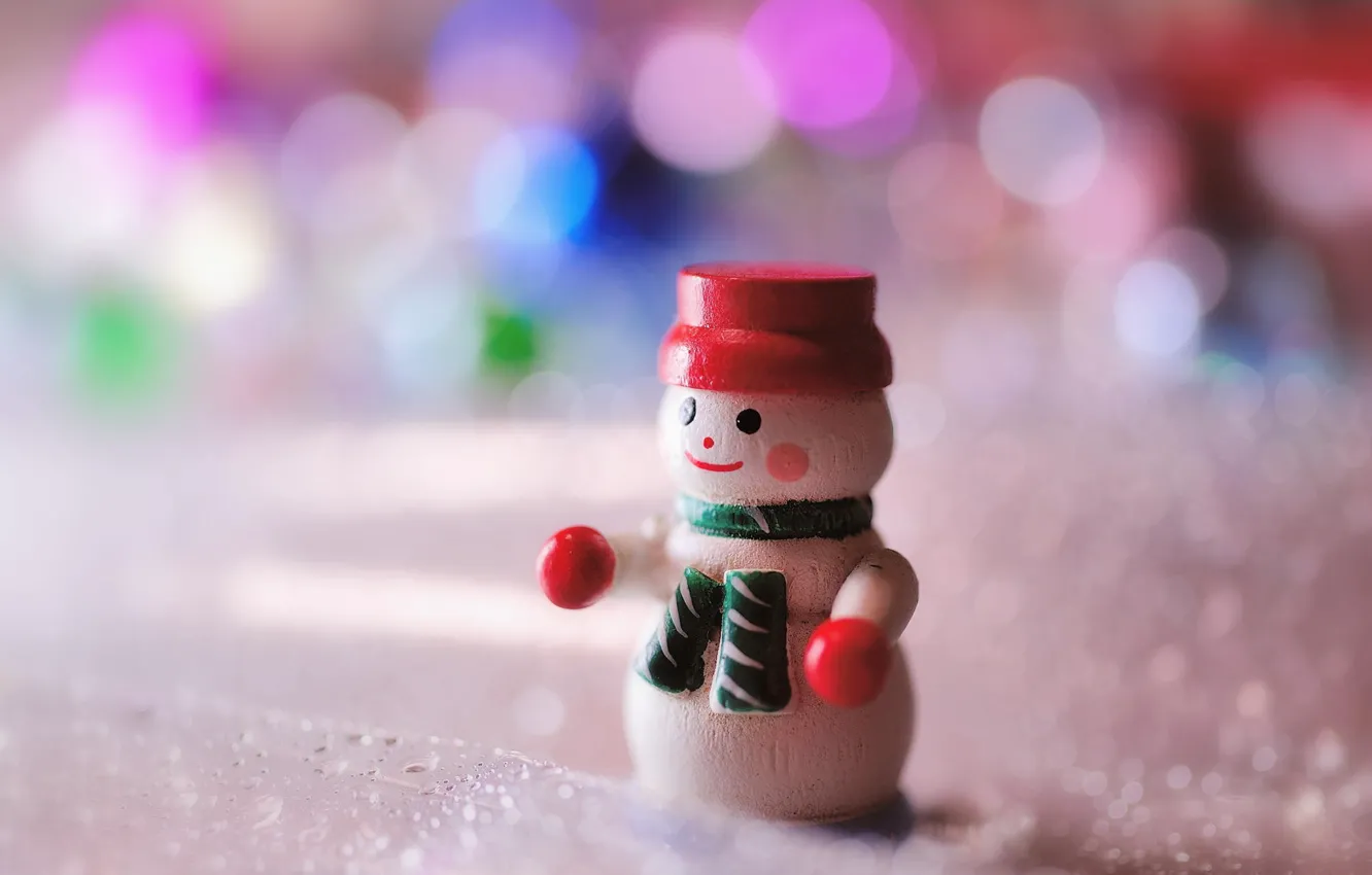 Photo wallpaper macro, toy, new year, snowman