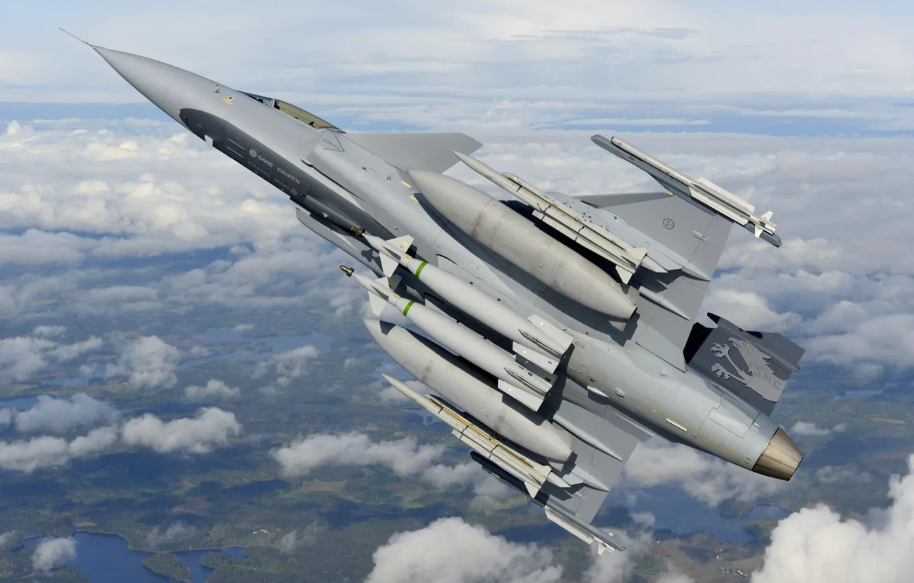 Photo wallpaper generation, Gripen, JAS 39, fourth, Swedish multi-role fighter, You CAN