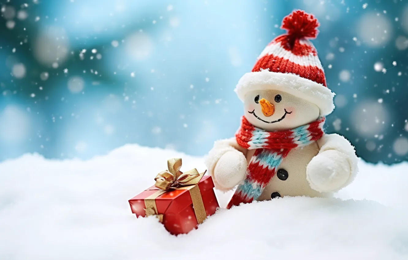 Wallpaper winter, snow, snowflakes, New Year, Christmas, snowman, happy ...
