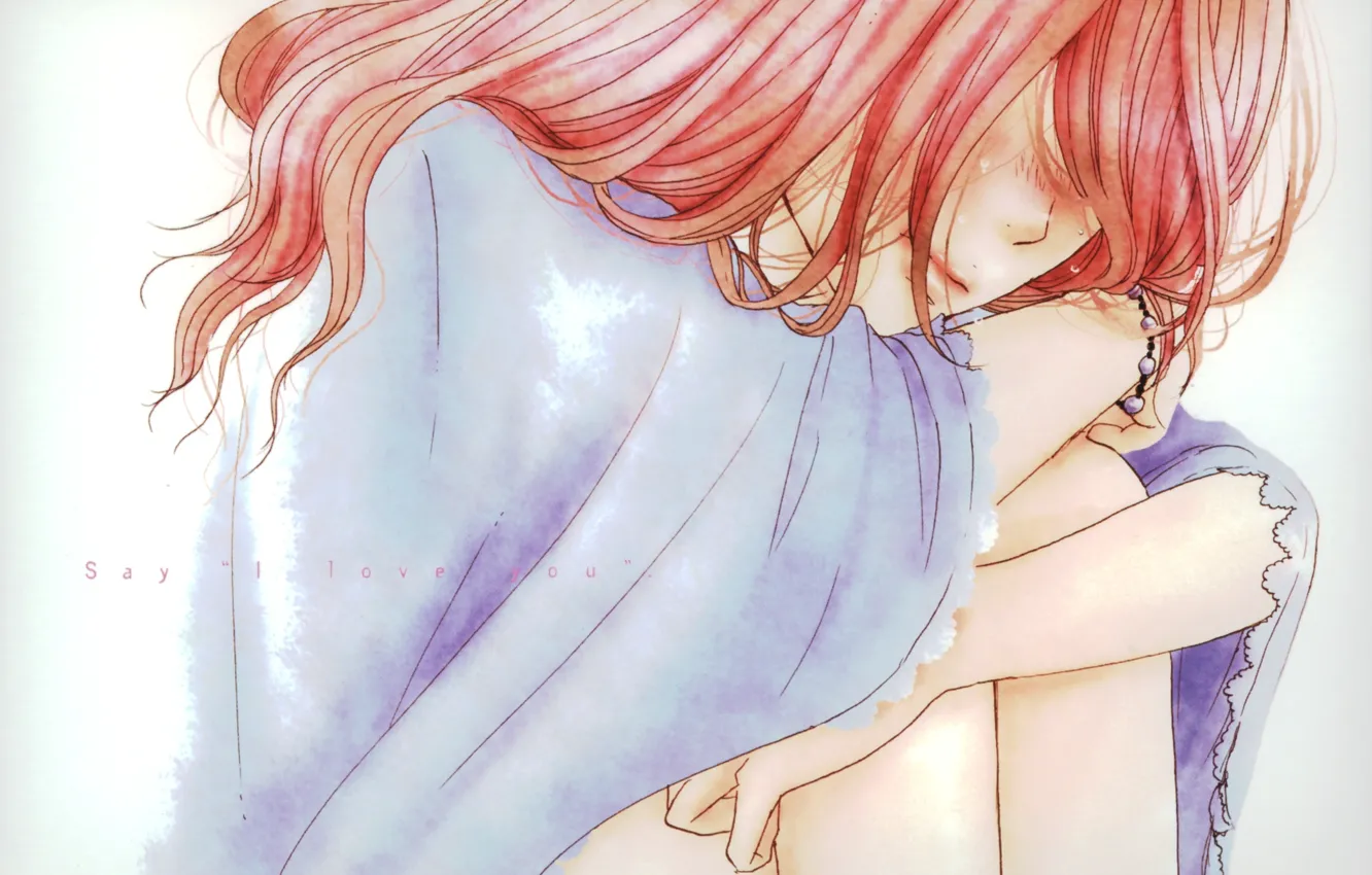 Photo wallpaper sadness, hands, bracelet, red, knees, Say I love you, Megumi Kitagawa, Say I love you