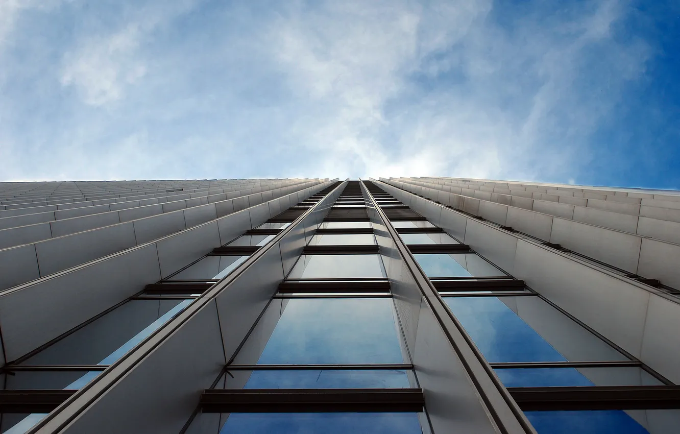 Photo wallpaper the sky, glass, the city, home, skyscrapers, window