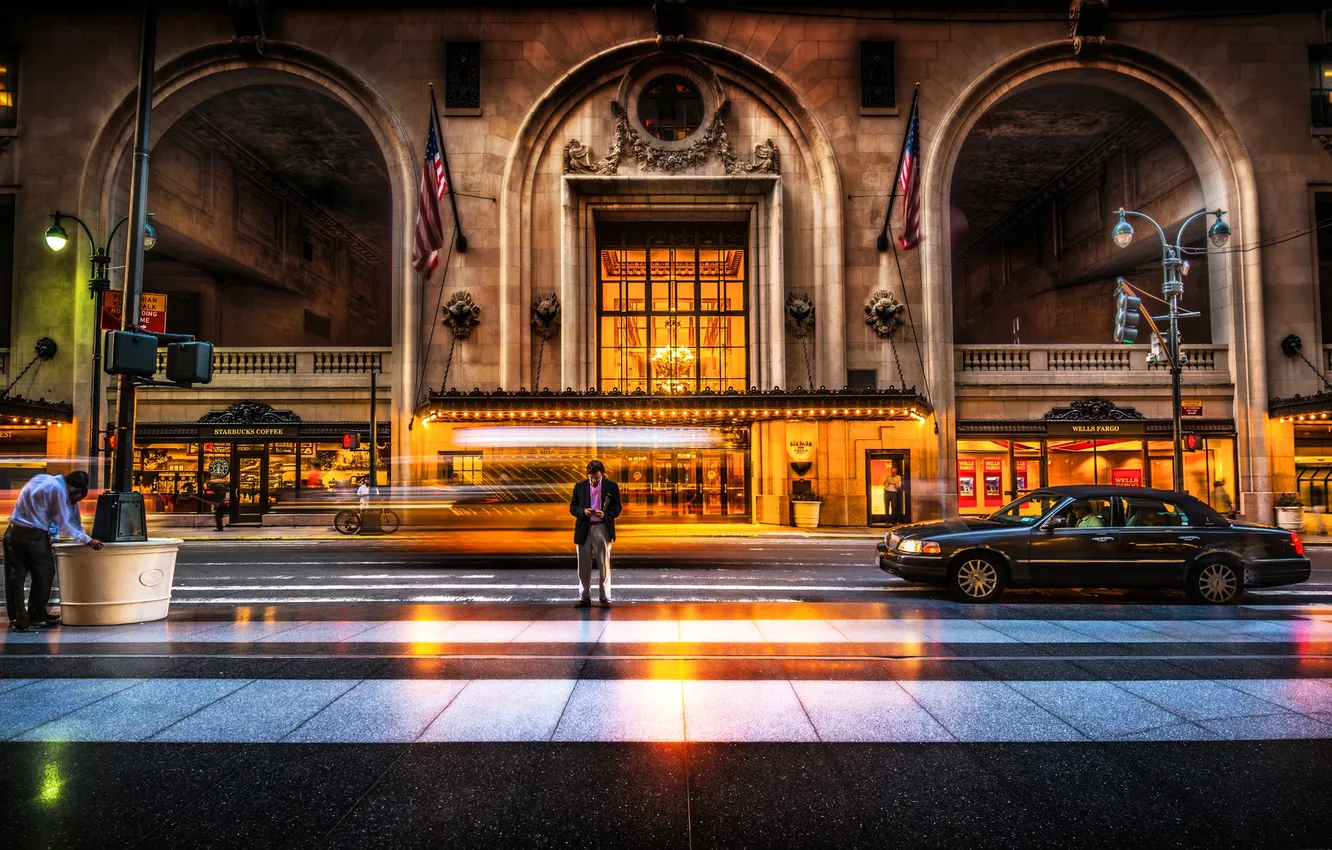 Photo wallpaper street, male, USA, car, pedestrian, New York, slanie
