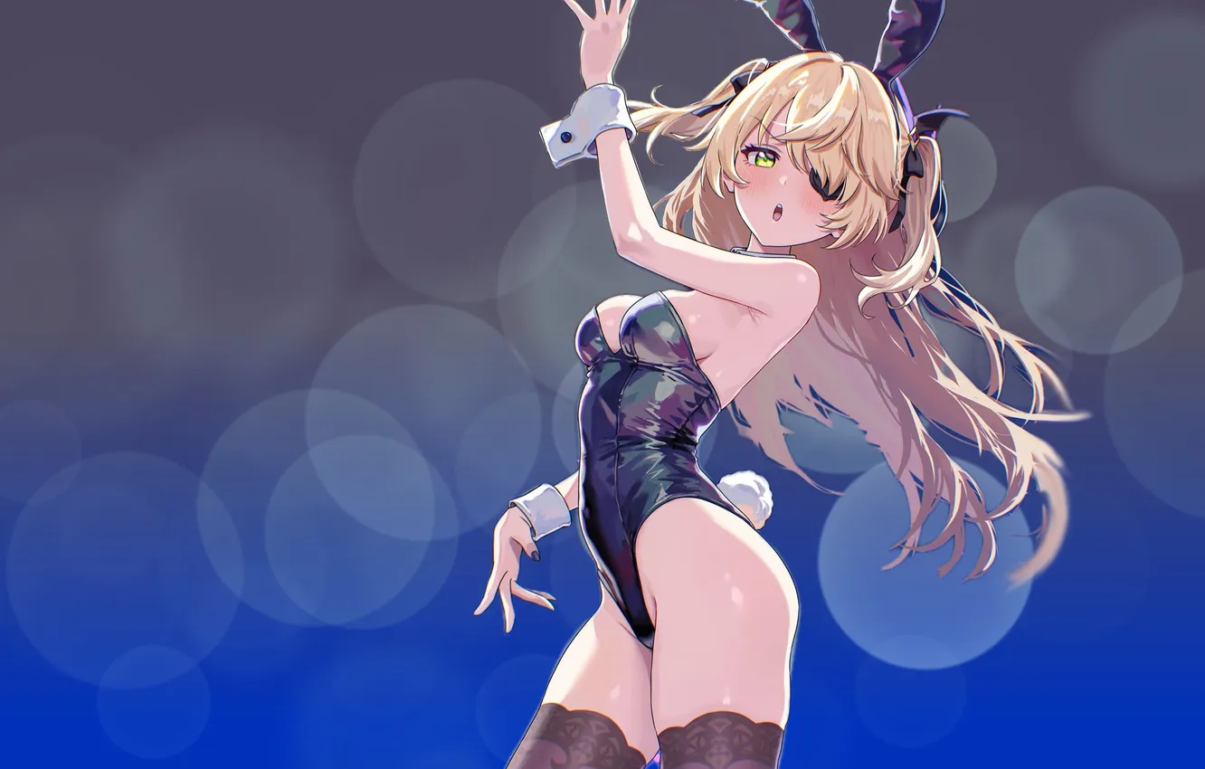 Photo wallpaper girl, sexy, ass, anime, stockings, blonde, butt, babe