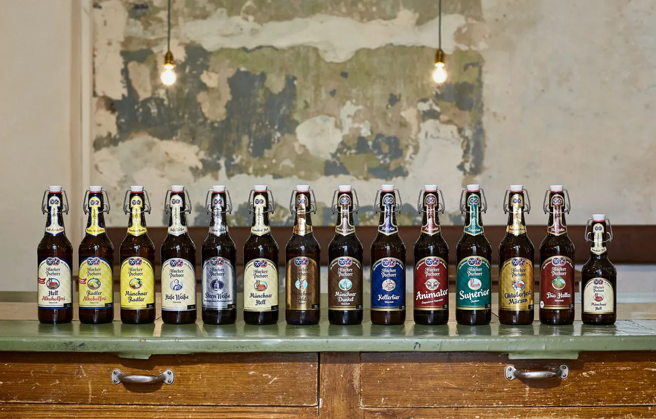 Photo wallpaper bottle, a number, drink, Hacker Pschorr, Heaven in Bavaria