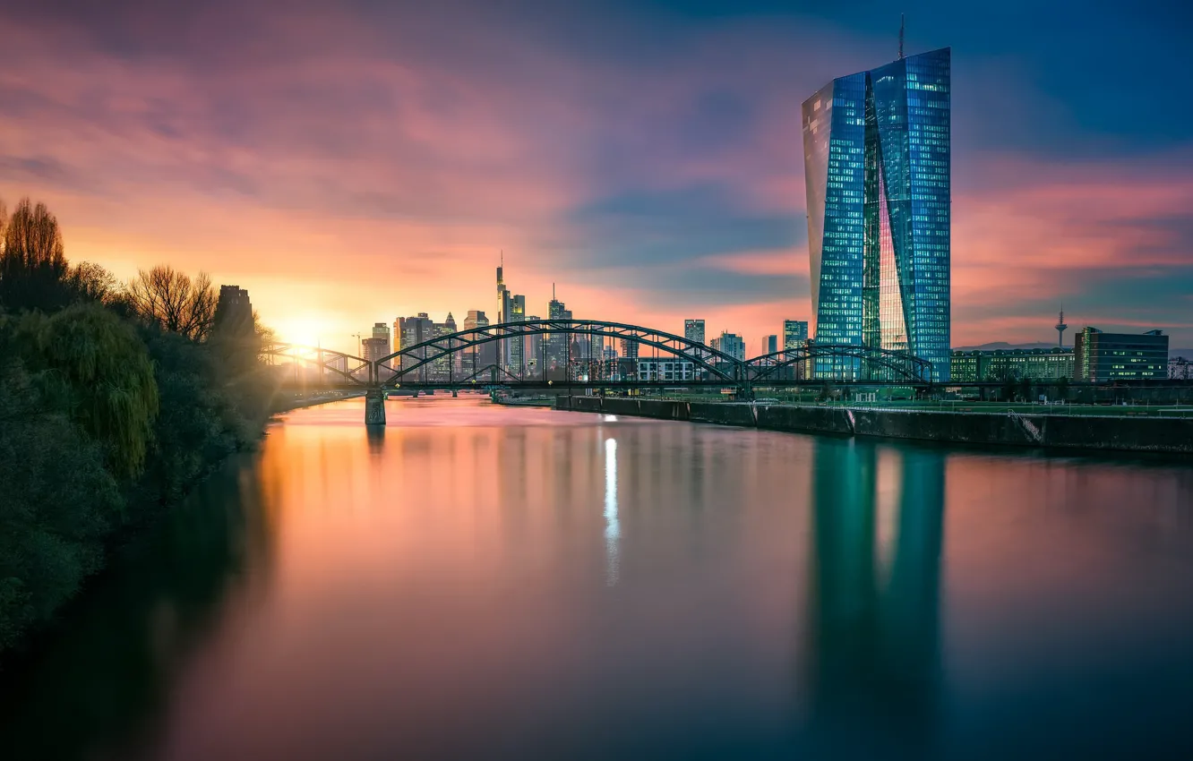 Photo wallpaper Frankfurt, European Central Bank, Hesse, Downtown