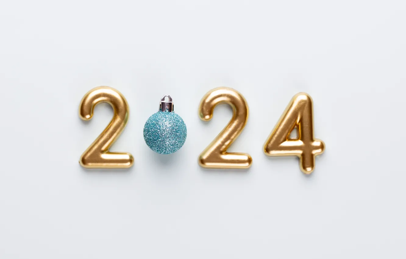 Photo wallpaper New Year, Christmas, figures, golden, new year, happy, Christmas, merry