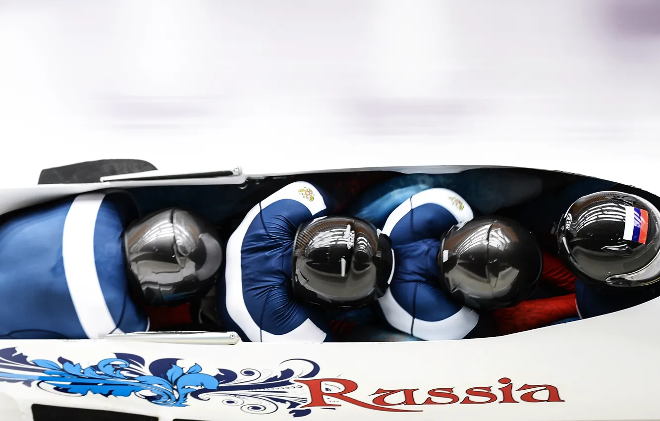 Photo wallpaper Olympics, Russia, bobsled, gold medal, champion, Sochi 2014