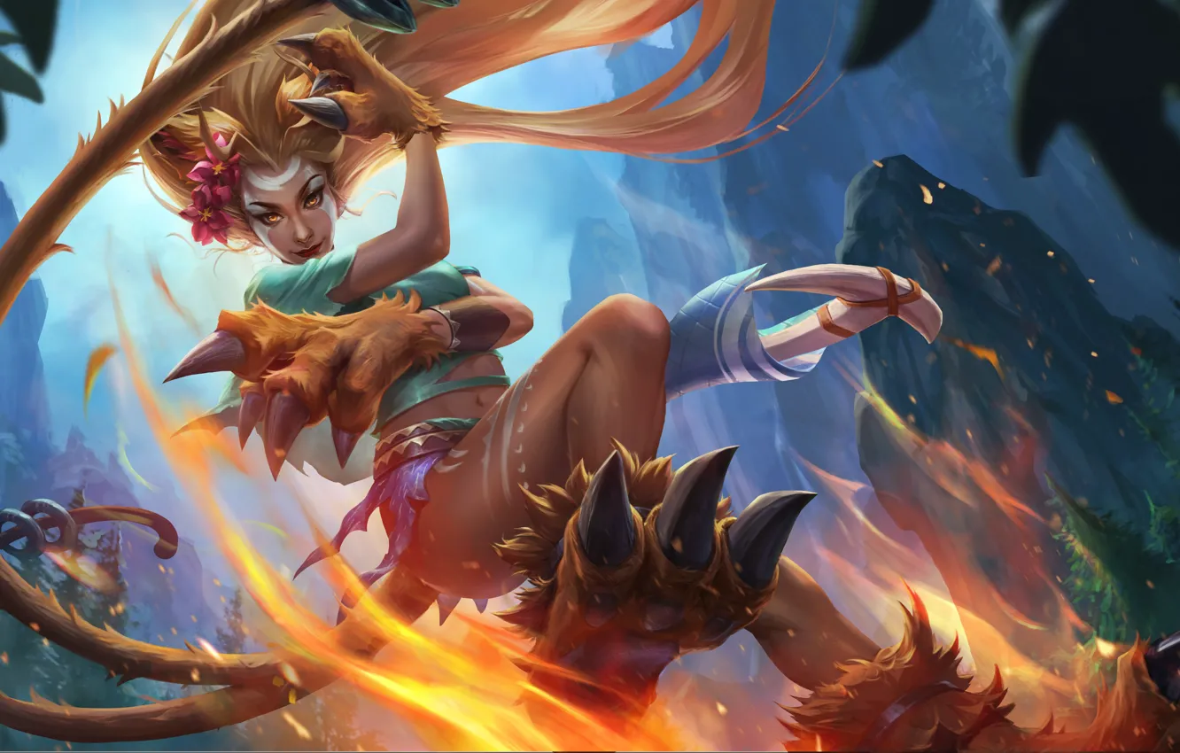 Photo wallpaper girl, paws, tail, claws, Wildcat, Heroes of Newerth, Night Hound