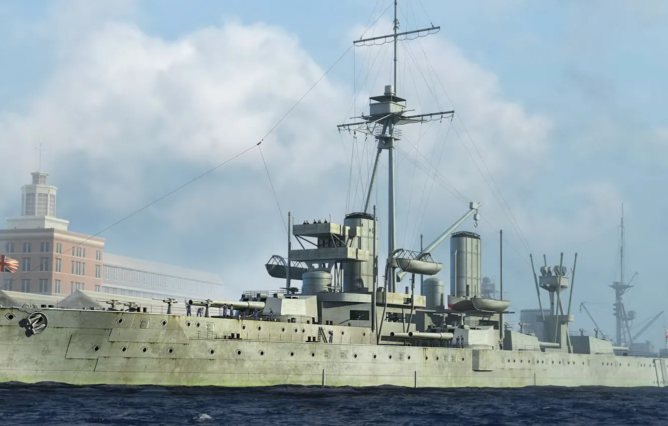 Photo wallpaper ship, art, Navy, Dreadnought, military, battleship, British, battleship