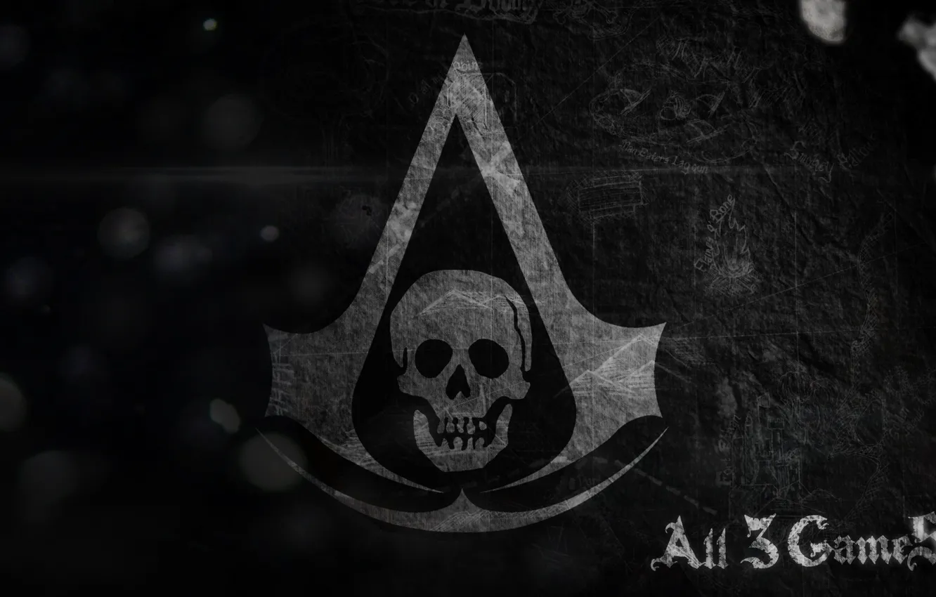 Photo wallpaper skull, flag, symbol, assassins, Assassin’s Creed IV: Black Flag