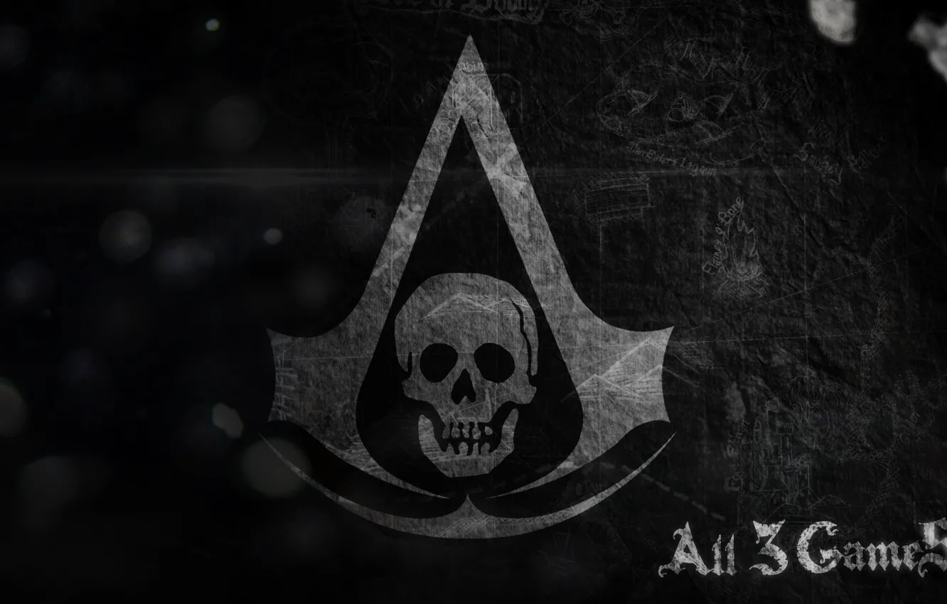 Photo wallpaper skull, flag, symbol, assassin, Assassin’s Creed IV: Black Flag