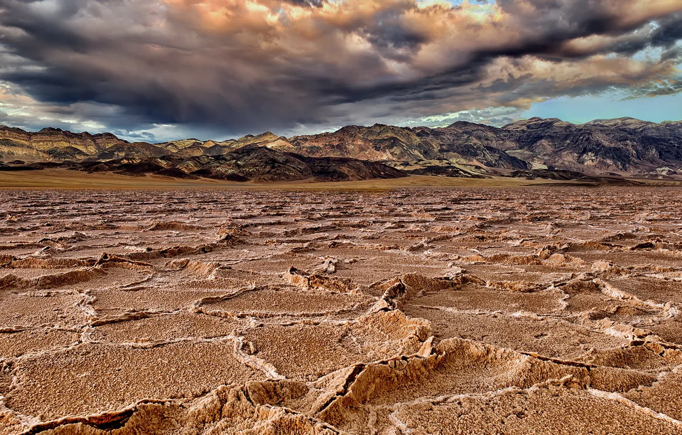 Photo wallpaper the sky, landscape, mountains, clouds