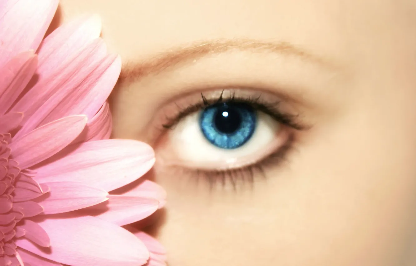 Photo wallpaper flower, girls, eye