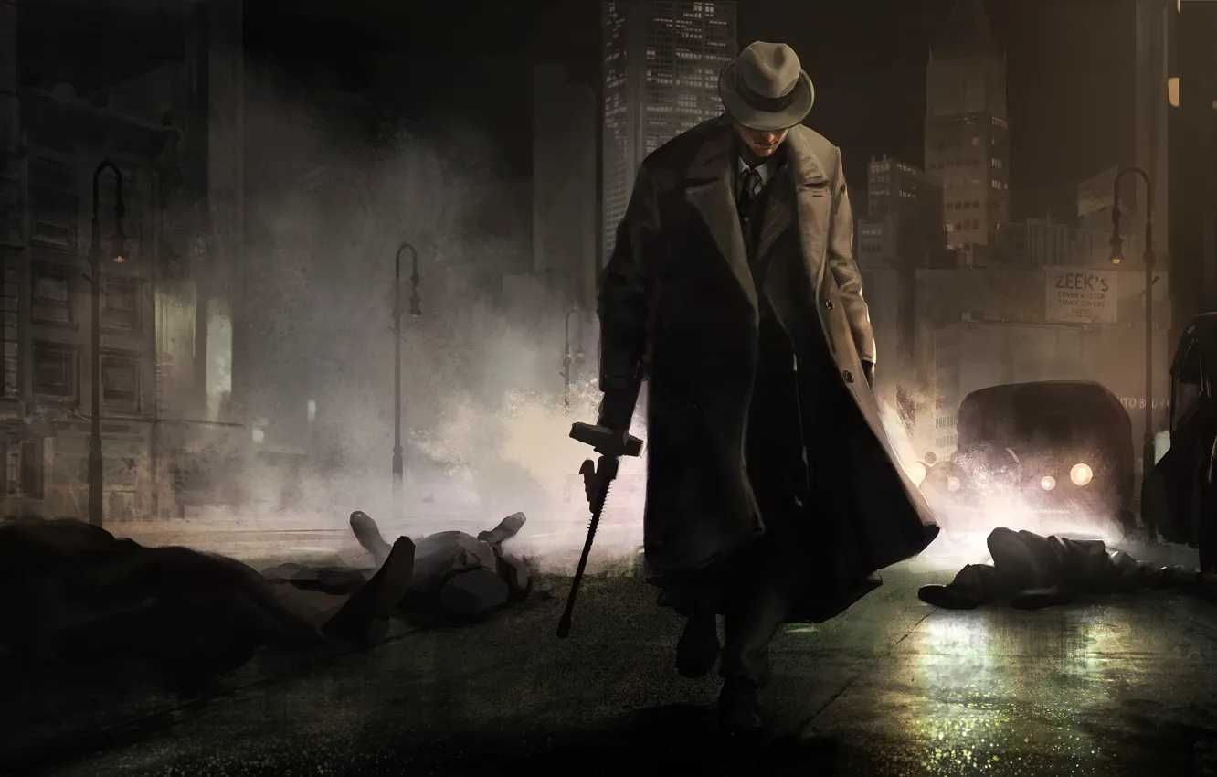 Photo wallpaper night, the city, gangster, godfather, The godfather, mafia