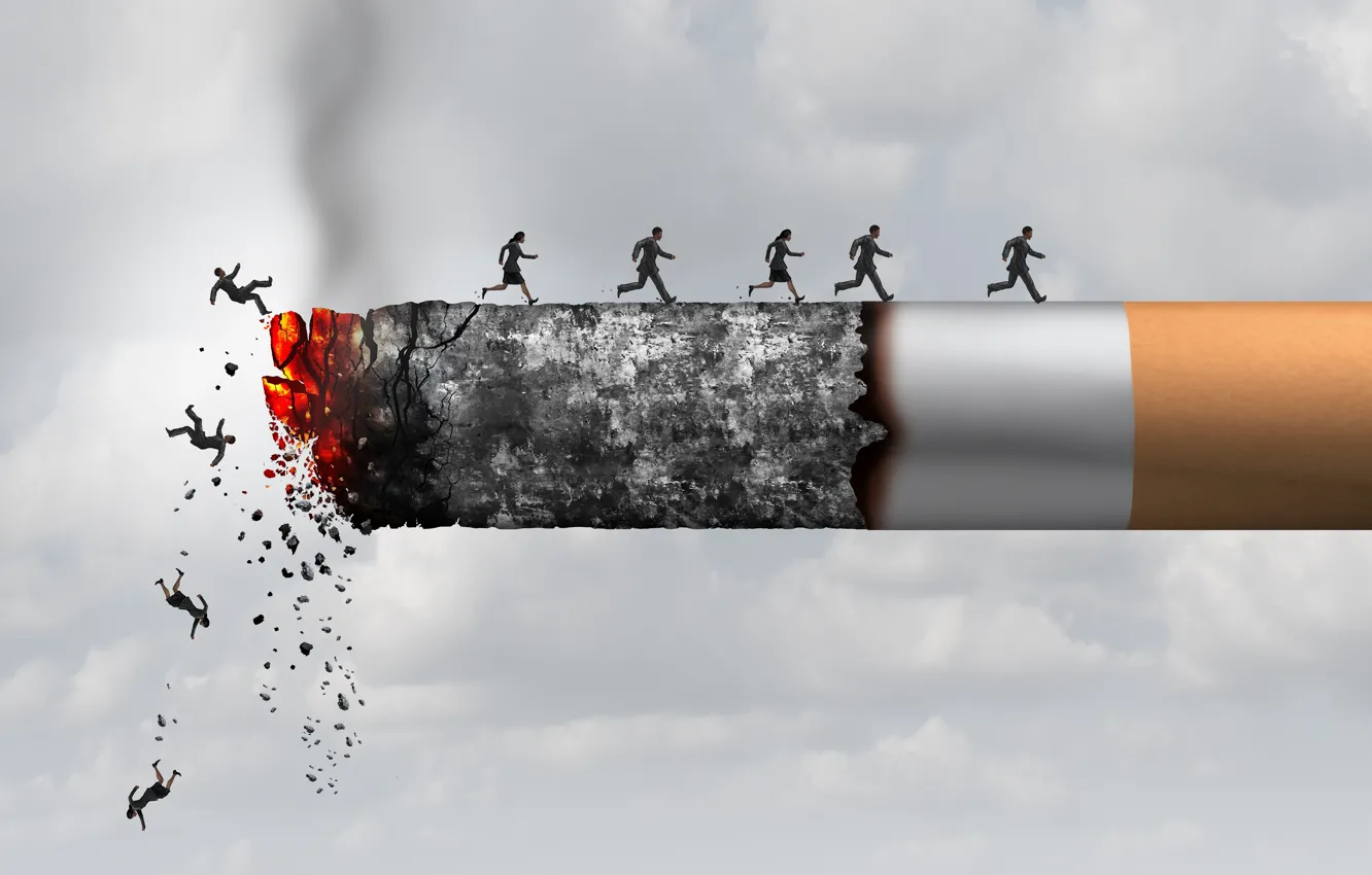 Photo wallpaper cigarette, death, dramatization, life reduction, health risk