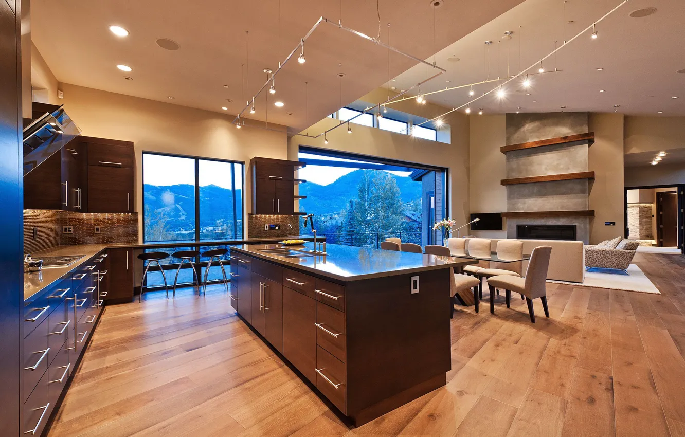 Photo wallpaper design, style, room, Villa, interior, kitchen