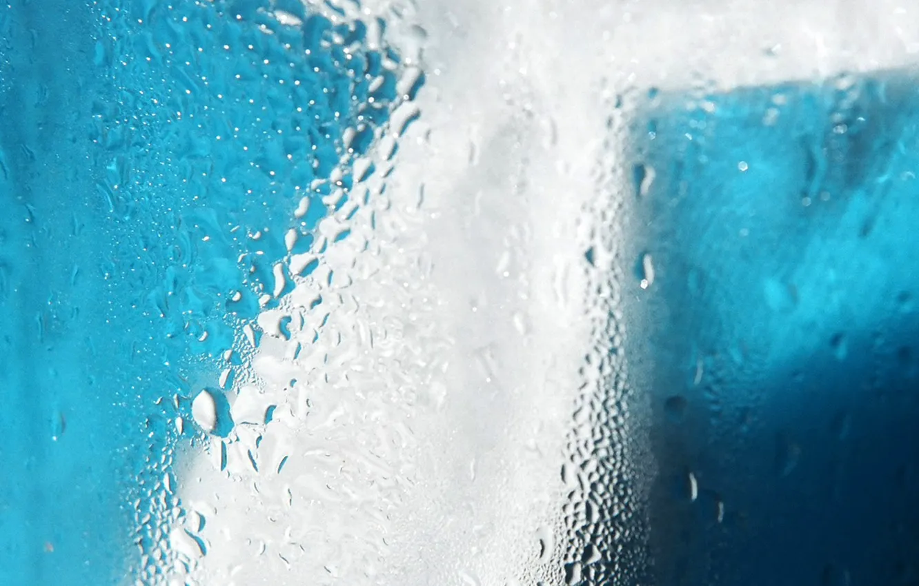 Photo wallpaper glass, drops, blue