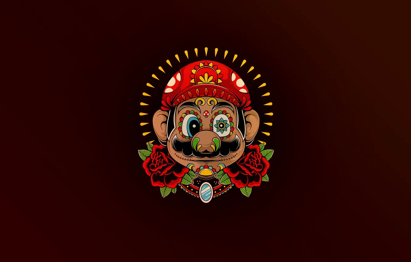 Photo wallpaper face, style, background, the game, minimalism, Mexico, Mario, Mario