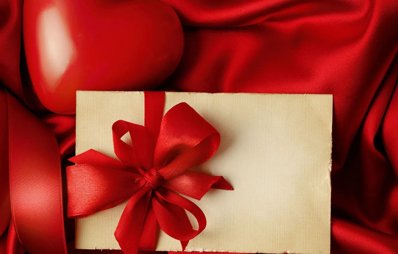 Photo wallpaper love, heart, red, love, heart, romantic, silk, valentine's day
