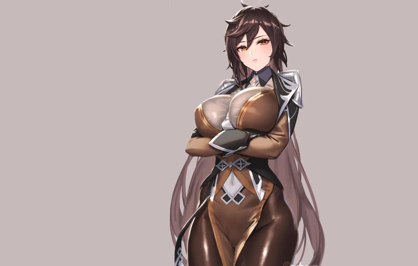 Photo wallpaper girl, hot, sexy, boobs, anime, babe, oppai, big breasts