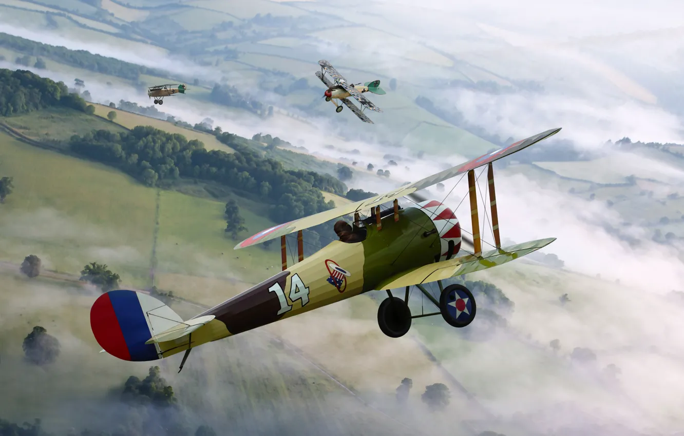 Photo wallpaper the sky, figure, battle, art, fighters, air, aircraft, British