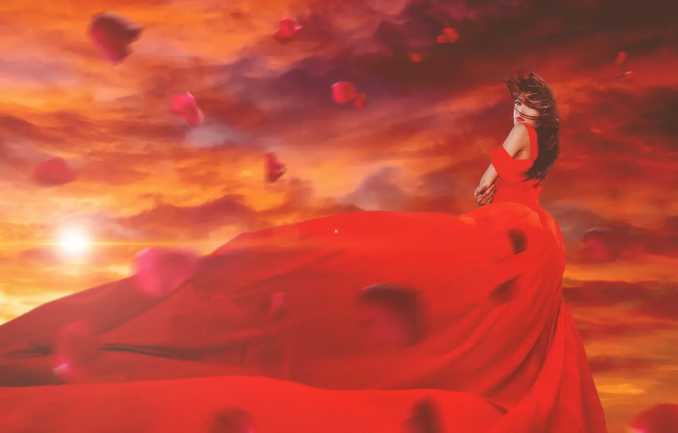 Photo wallpaper girl, background, color