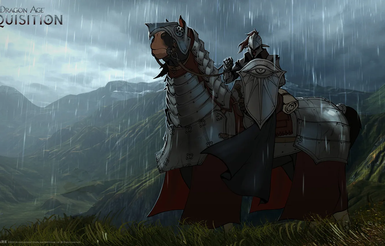 Photo wallpaper horse, warrior, armor, Dragon Age: Inquisition