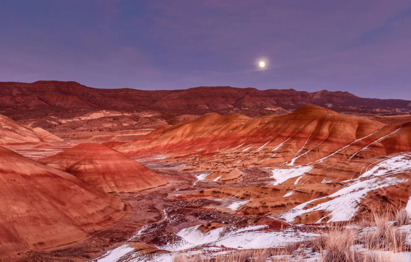 Photo wallpaper winter, snow, mountains, desert, canyon