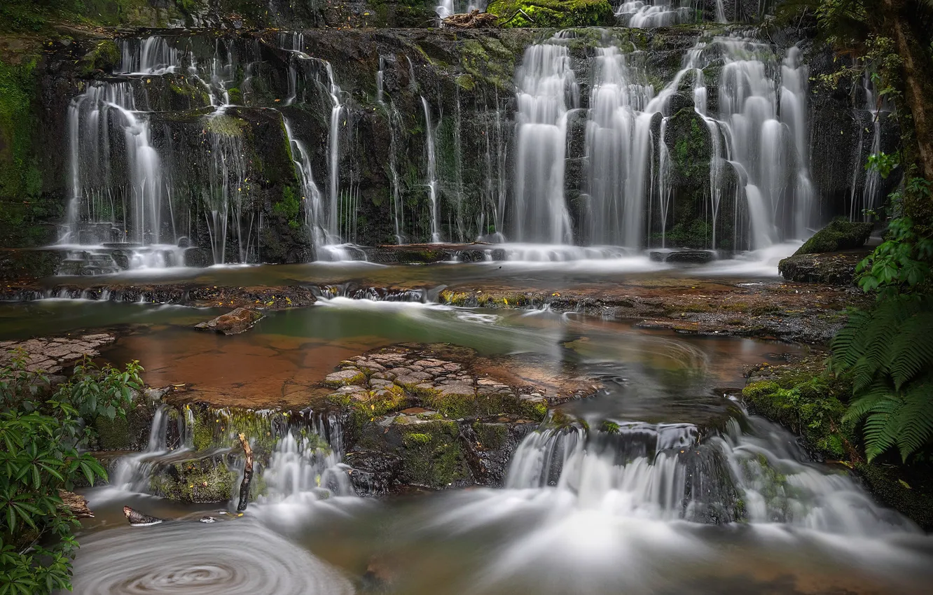 Photo wallpaper river, waterfall, New Zealand, cascade, New Zealand, Purakaunui Falls, Purakaunui River, Catlins