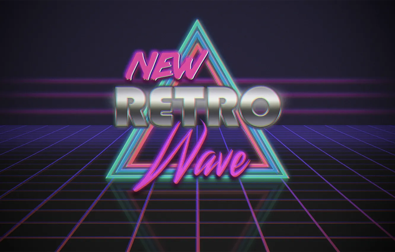 Photo wallpaper Music, Neon, Background, Triangle, Electronic, Synthpop, Synth, Retrowave