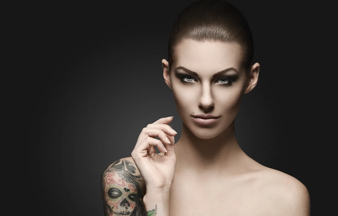 Photo wallpaper look, girl, brunette, tattoo, Emily R