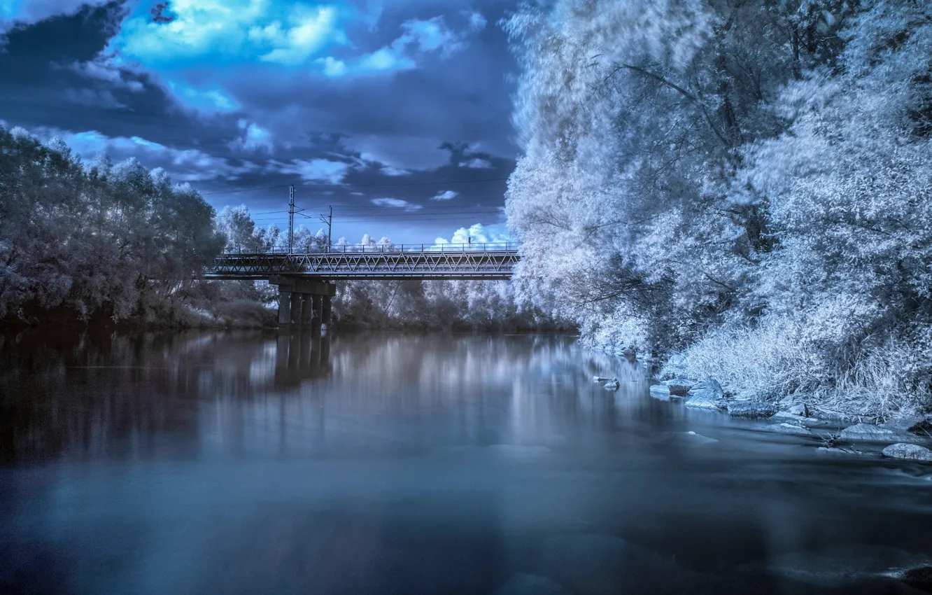 Photo wallpaper bridge, river, river, bridge