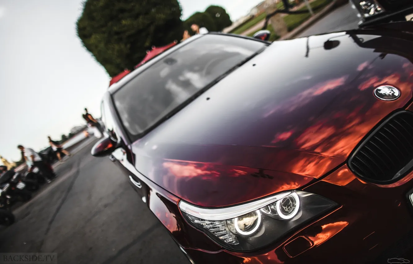 Photo wallpaper machine, auto, the hood, BMW, optics, auto, 5 series, E60