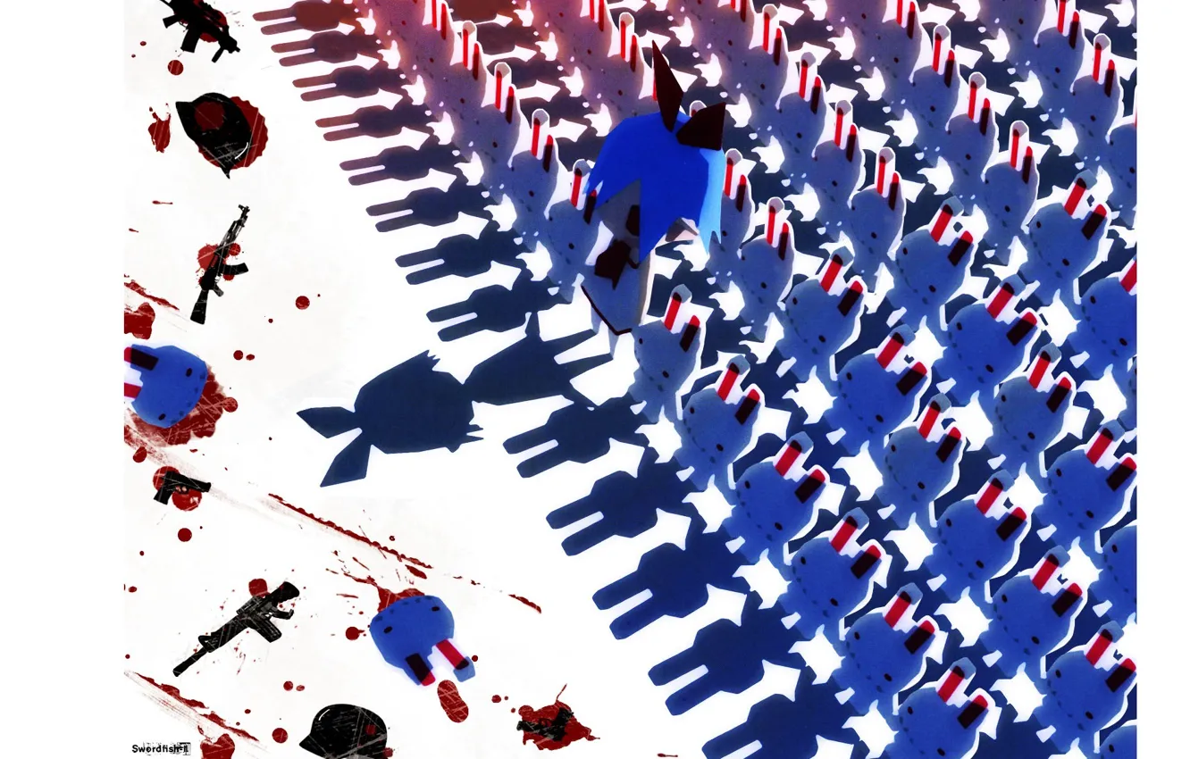 Photo wallpaper weapons, blood, shadow, army, rabbit, Stroy, rank, Pleiinair