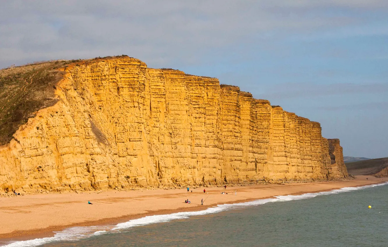 Photo wallpaper sea, open, rocks, shore, England, Dorset