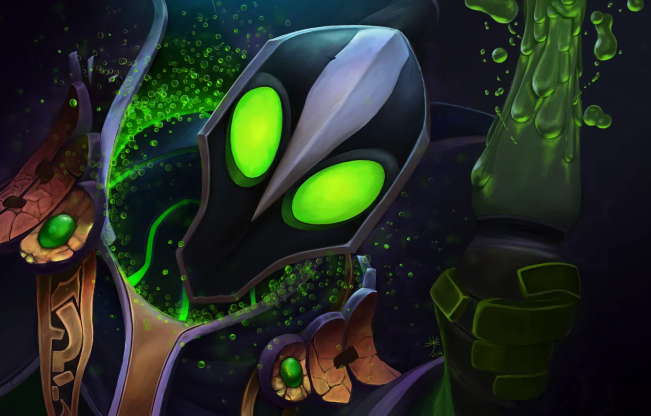 Photo wallpaper look, art, green eyes, dota 2, Rubick, Grand Magus, Sukus