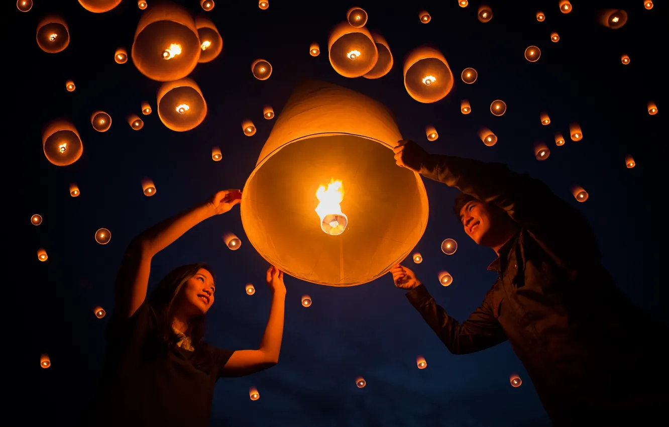Photo wallpaper holiday, floating lamp, Yeepeng festival