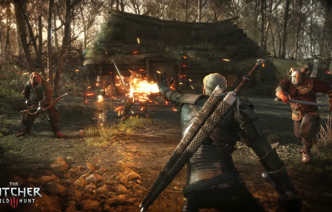 Photo wallpaper sword, warrior, art, battle, The Wild Hunt, The Witcher, CD Projekt RED, The Witcher 3: …