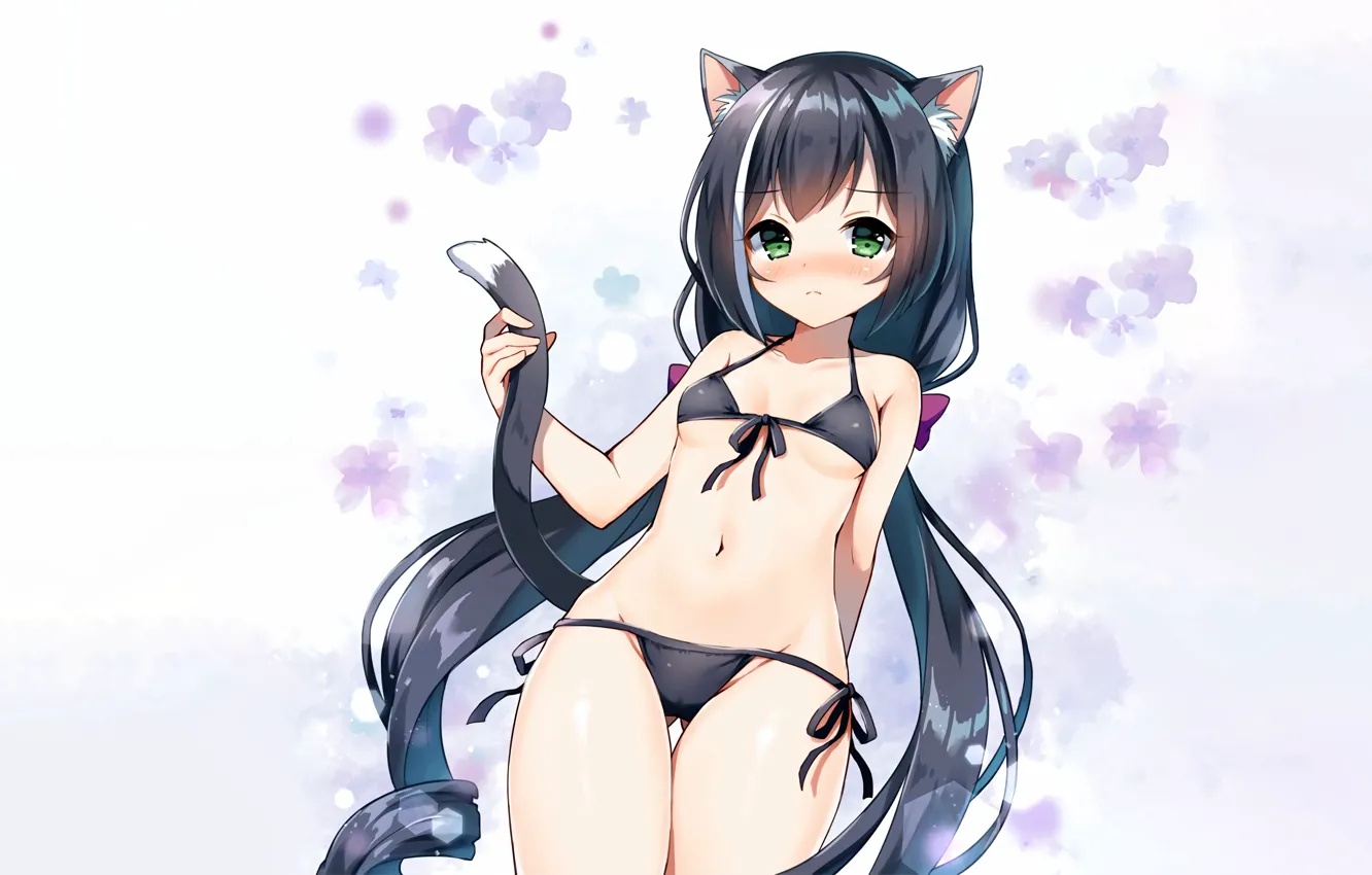 Photo wallpaper girl, sexy, cleavage, long hair, boobs, anime, beautiful, pretty