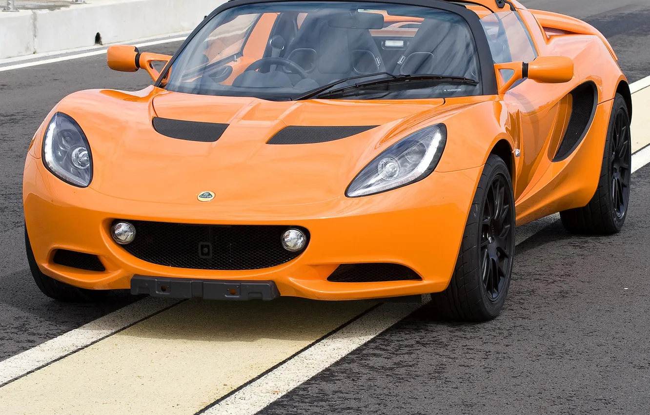 Photo wallpaper car, auto, Wallpaper, Lotus, the front, orange, Elise S