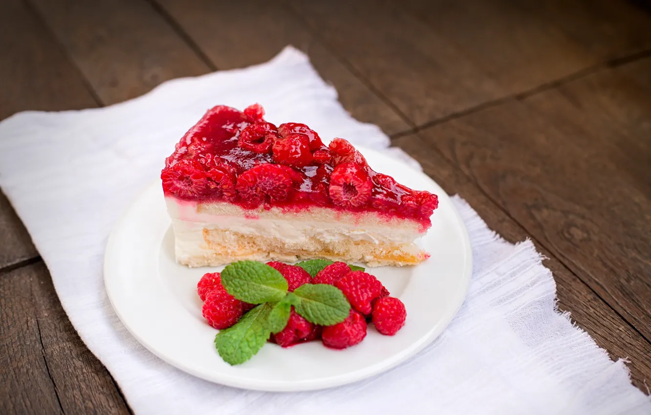 Photo wallpaper raspberry, jelly, cheesecake