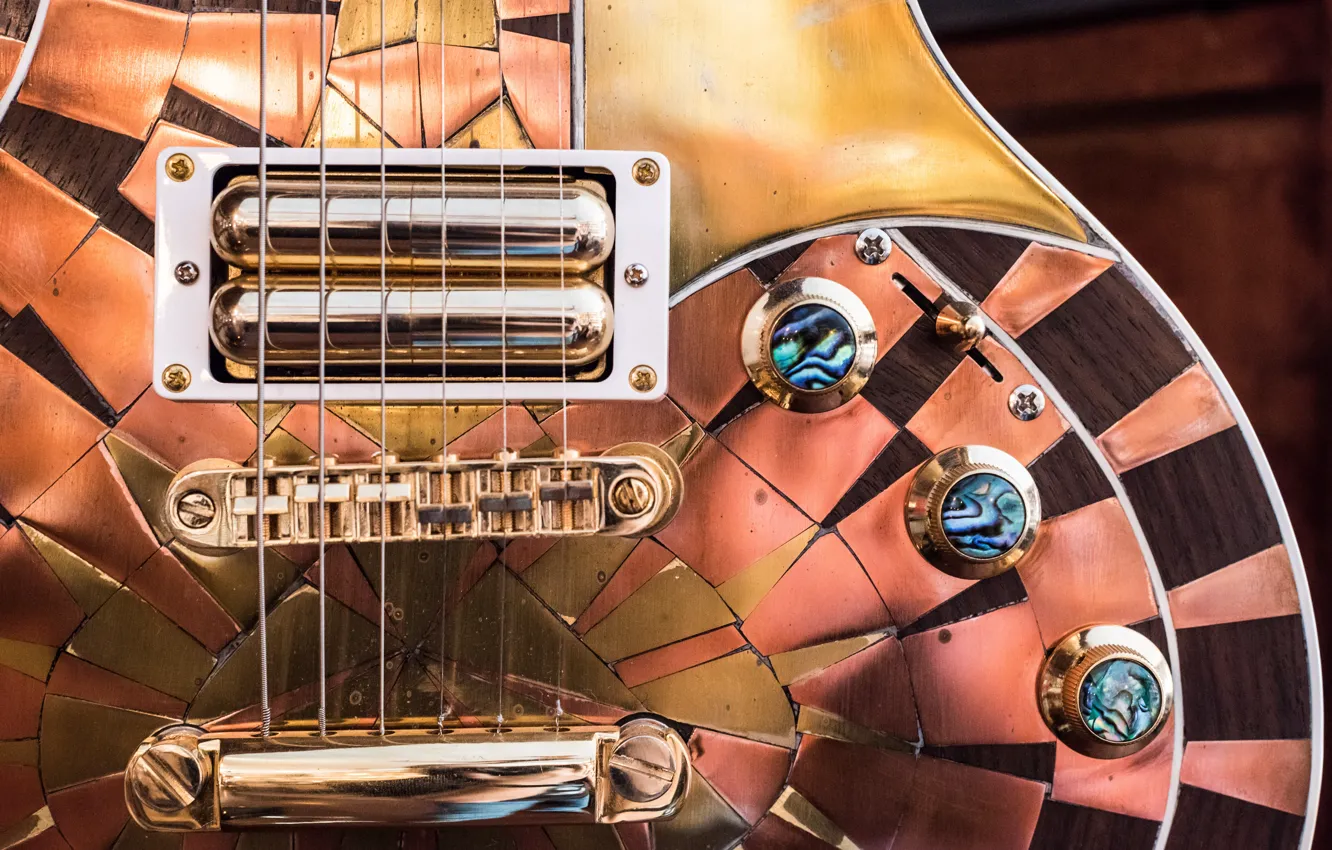 Photo wallpaper macro, guitar, electric guitar
