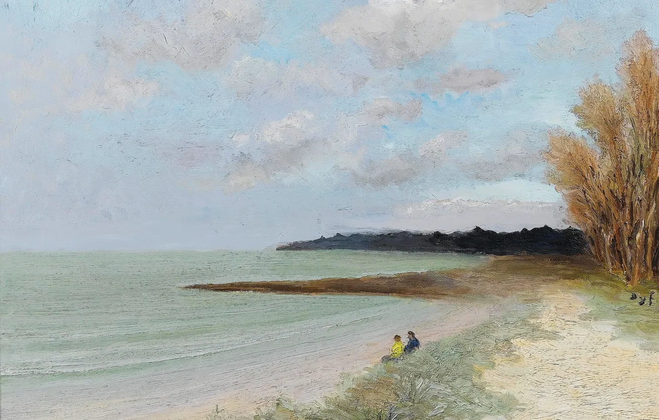 Photo wallpaper sea, landscape, shore, people, picture, Marseille Dif, Carnac Beach