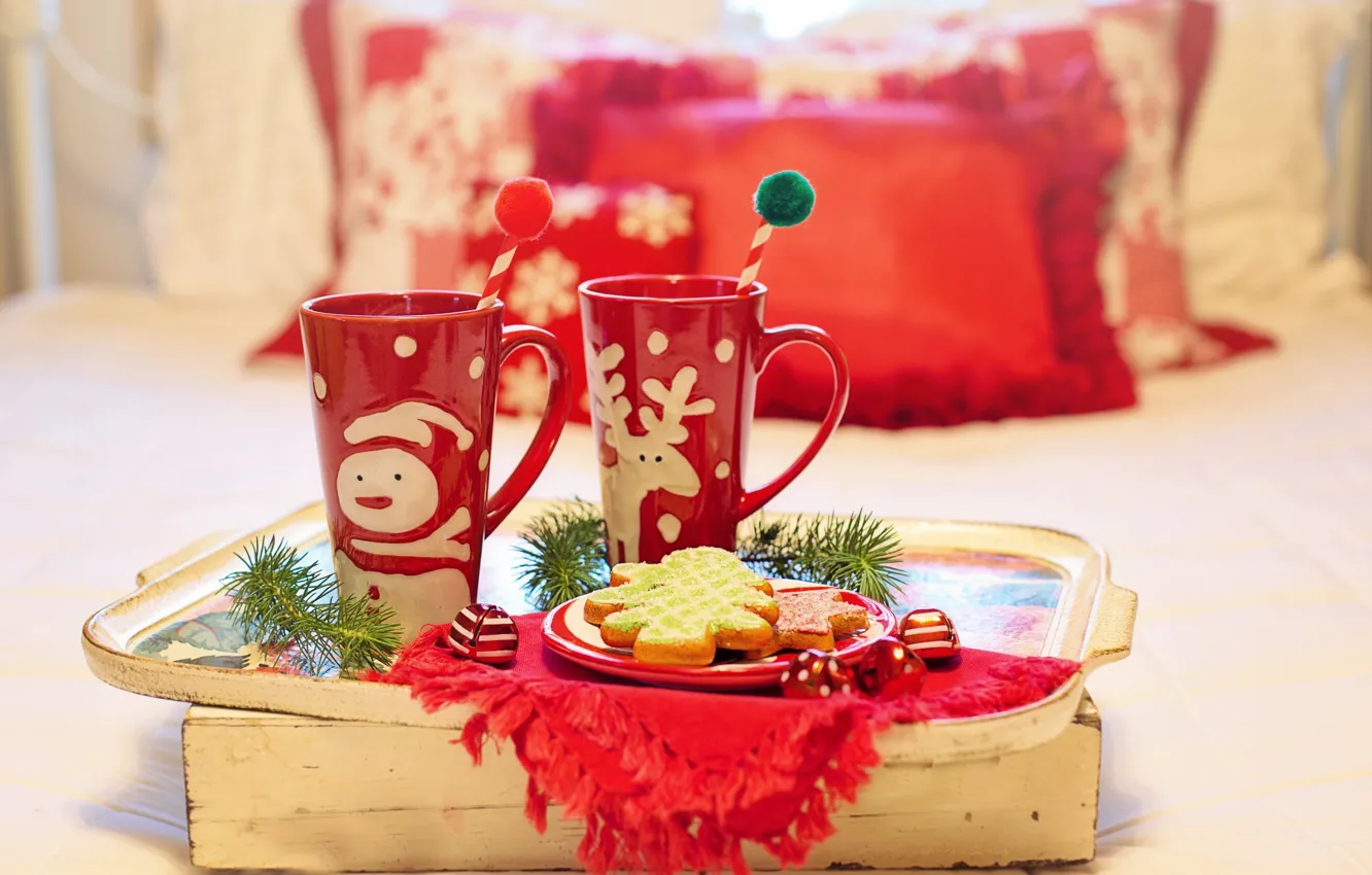 Photo wallpaper holiday, new year, cookies, mugs, treats