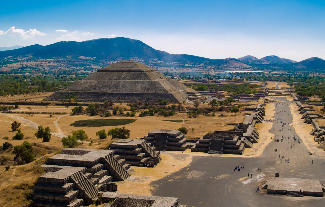 Photo wallpaper the sky, clouds, landscape, mountains, nature, horizon, architecture, tourism